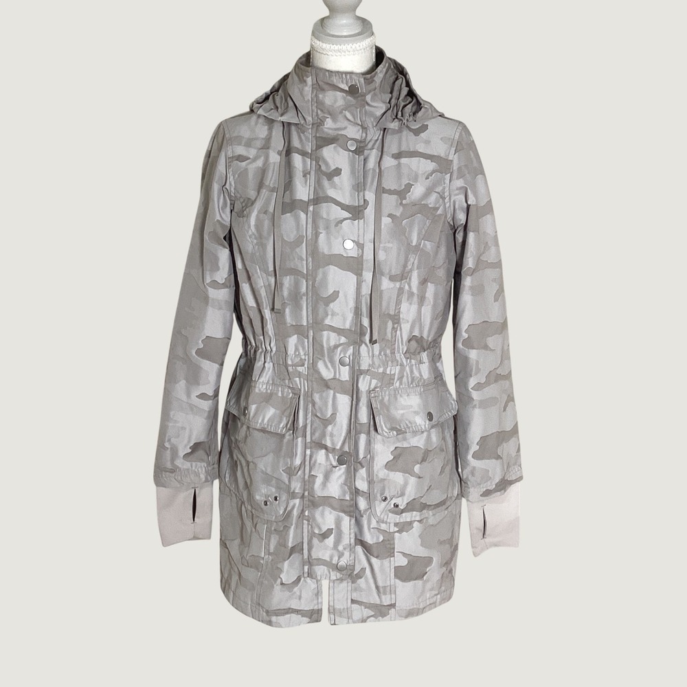 Athletic Works Camo Anorak Jacket Women Small Taupe Utility Gorpcore Active Coat